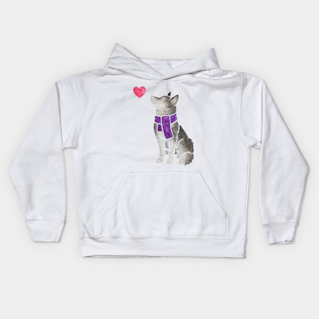 Watercolour Siberian Husky Siberian Husky Kids Hoodie
