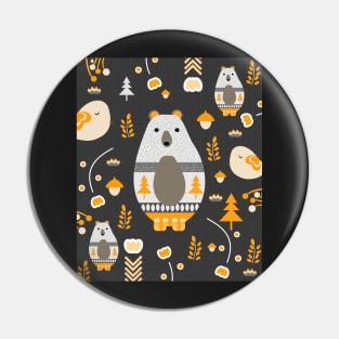 Winter bears with birds Pin