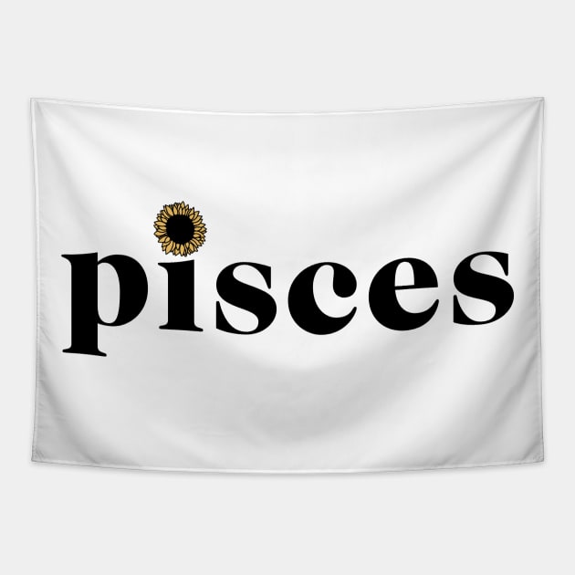 Pisces Sunflower Zodiac Tapestry by aterkaderk