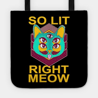 Trippy So Lit Right Meow Party Rave Cat Tote