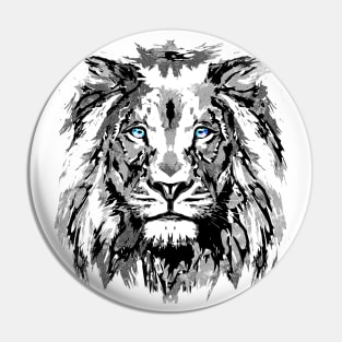 White Lion Head - Realistic Lion Eyes Pin