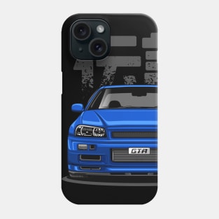 Skyline GTR R34 - Paradise Blue (Front View Design) Phone Case