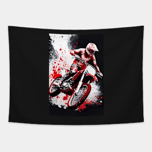 Dirt Bike With Red and Black Paint Splash Design Tapestry