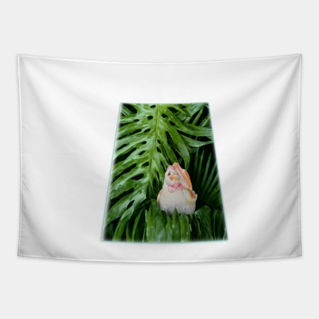 chicken in the garden Tapestry by Poopae​ artwork