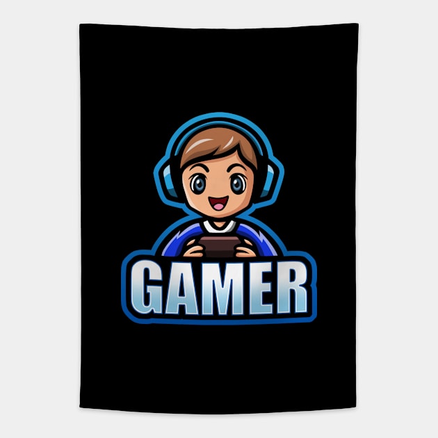 GAMER BOY Blue Tapestry by Briansmith84