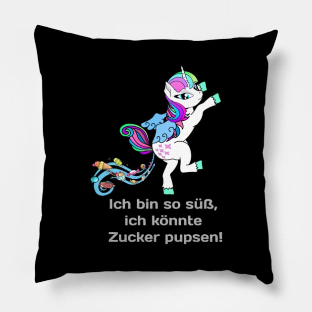 Unicorn I am so sweet I can poop candy T Shirt Pillow by Xizin Gao