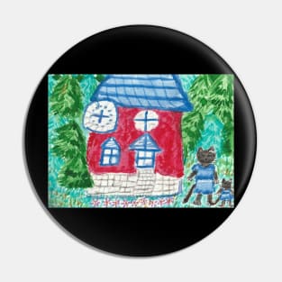 Cat family picture painting Pin