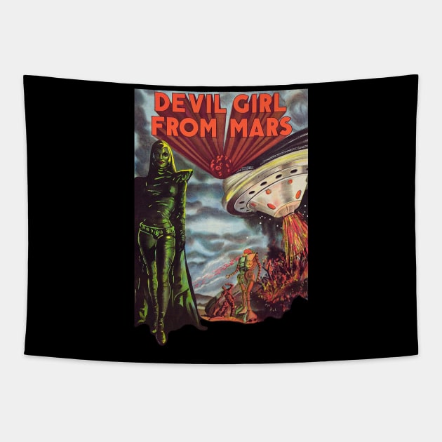 Devil Girl From Mars )( Cult Classic Horror Sci Fi Fan Art Tapestry by darklordpug