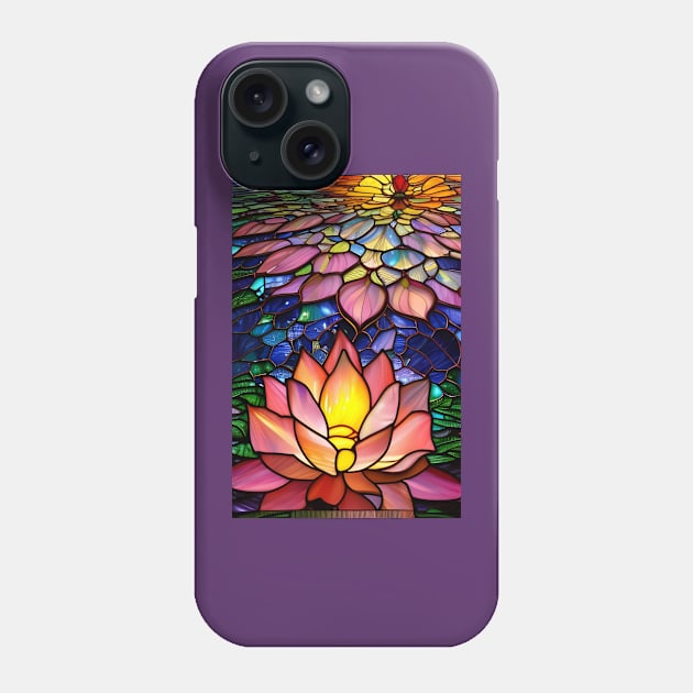 Stained Glass Lotus Flowers Phone Case by Chance Two Designs