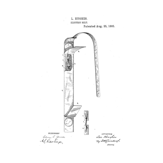 Electric Belt Vintage Patent Hand Drawing by TheYoungDesigns