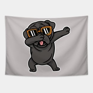 Cool Dabbing Black Pug with Sunglasses Tapestry