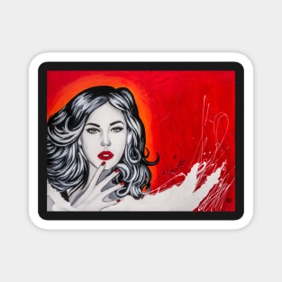 Woman on a red background Magnet