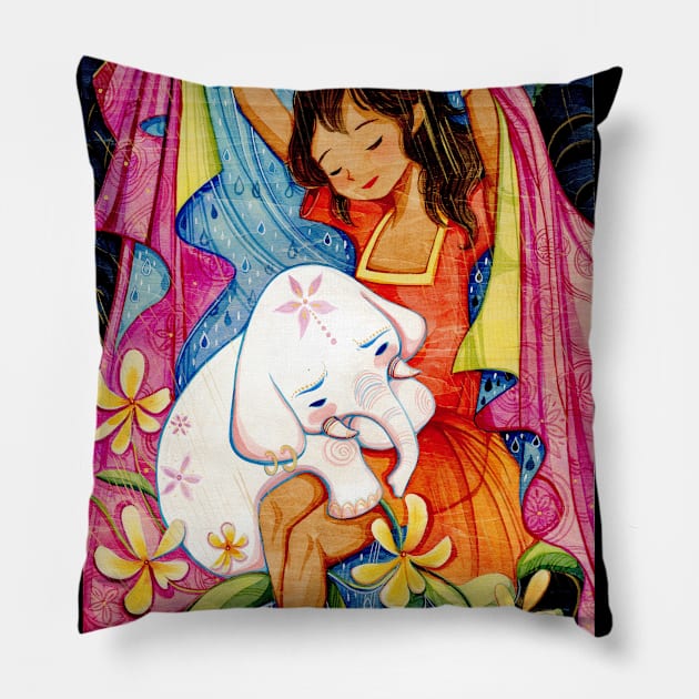 Elephant Friend Pillow by Alina Chau