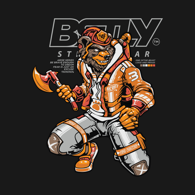 Fire Bear - Beastly Streetwear by Mr.Beastly