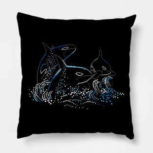 Orca Whale Family Sea Animal Wildlife Dot Pillow