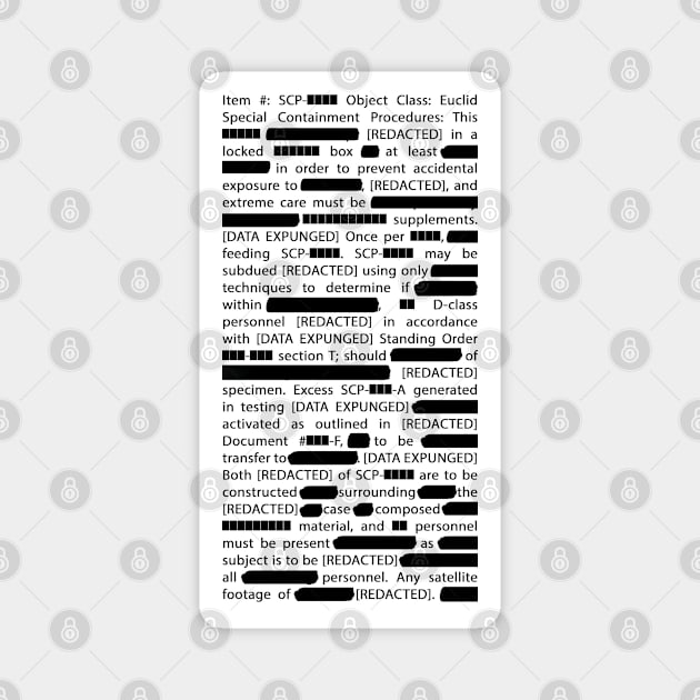 SCP Redacted Document v1 Magnet by Toad King Studios