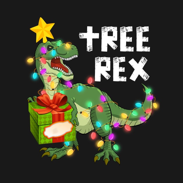 Funny Christmas Dinosaur Tree Rex light around the Christmas tree Tree Rex Gift Box by mittievance