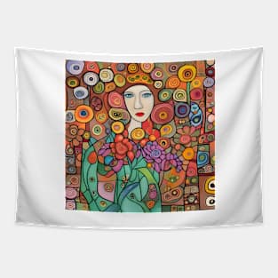 Woman with flowers Tapestry