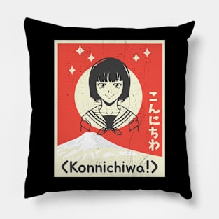 Konnichiwa Japan Art Girl Pillow