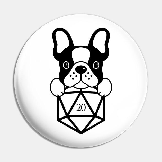 French Bulldog Lovers D20 Dice Pin by pixeptional