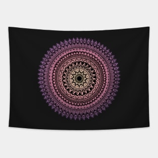 Black mandala in pink and purple gradient Tapestry