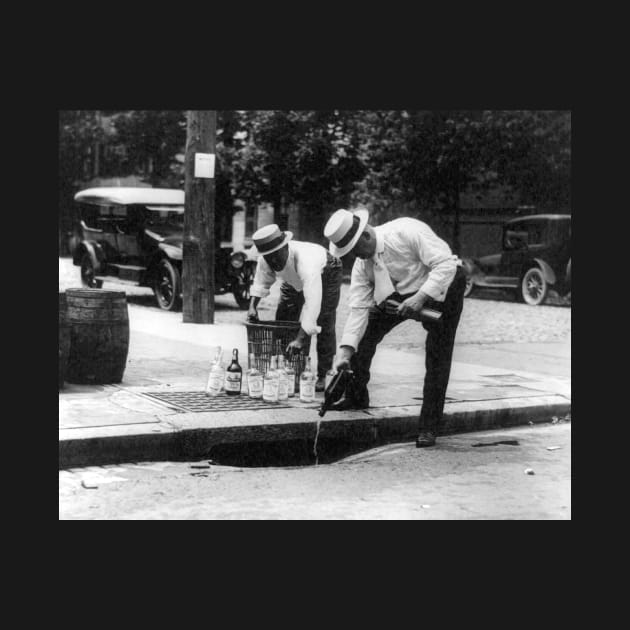 Pouring Whiskey Into a Sewer, 1930. Vintage Photo by historyphoto