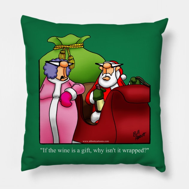 Funny Spectickles Christmas Wine Cartoon Pillow by abbottcartoons