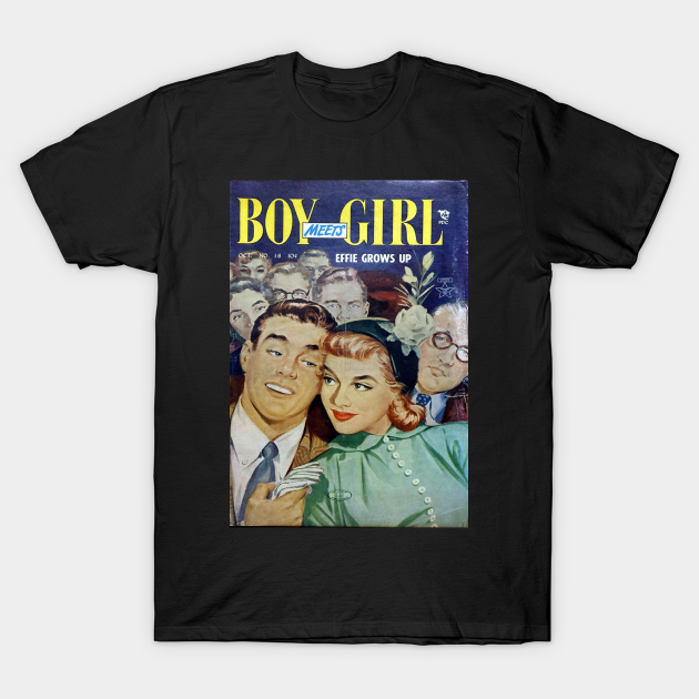 Discover Vintage Romance Comic Book Cover - Boy Meets Girl - Vintage Comic Book Cover - T-Shirt