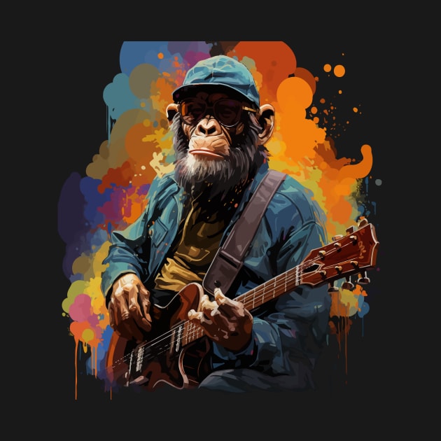 Chimpanzee Playing Guitar by JH Mart