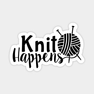 Knit Happens Black Magnet