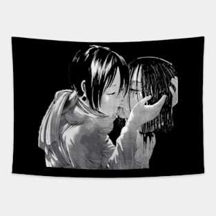 eren yeager, eren jeager, mikasa, mikasa ackermann, attack on titan, anime Tapestry