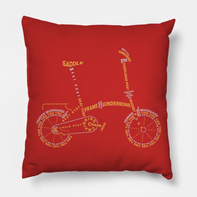 Folding Bike Anatomy Pillow by reigedesign