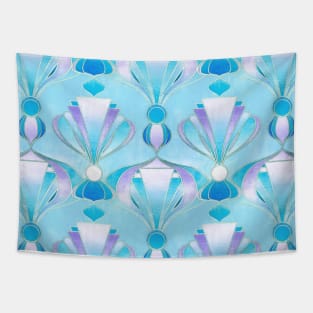 Blue, Purple & Silver Art Deco Pattern Tapestry