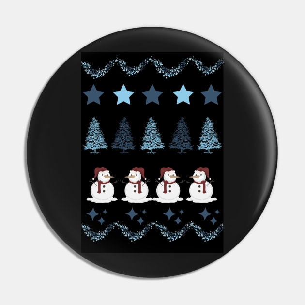 Fair Isle Christmas Snowman - Novelty Pin by LukjanovArt