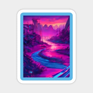 Synthwave river Magnet