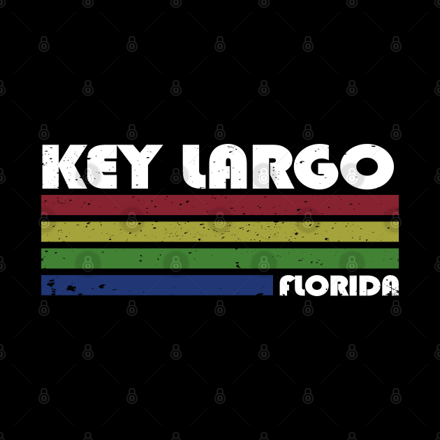 Key Largo, FL - Stripes - Retro Vintage Distressed by Brad T