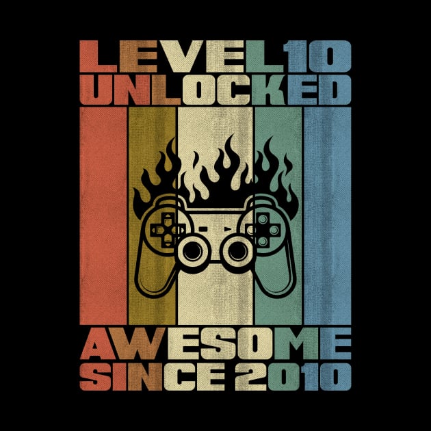 Level 10 Unlocked Birthday 10 Years Old Awesome Since 2010 by 5StarDesigns