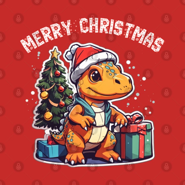 Christmas trex dinosaur wishing merry Christmas by sukhendu.12