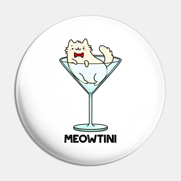 Meowtini Funny Martini Pun Pin by punnybone