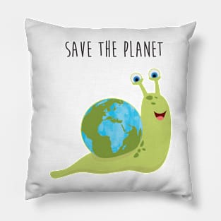 Save the Planet - Happy Earth Day - Snail and his Earth House Pillow