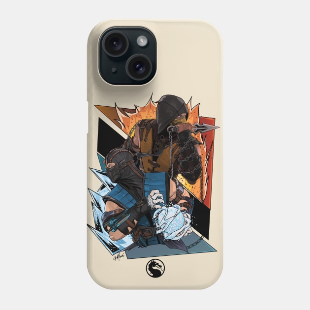 Scorpion & Sub Zero Phone Case by Paul Draw