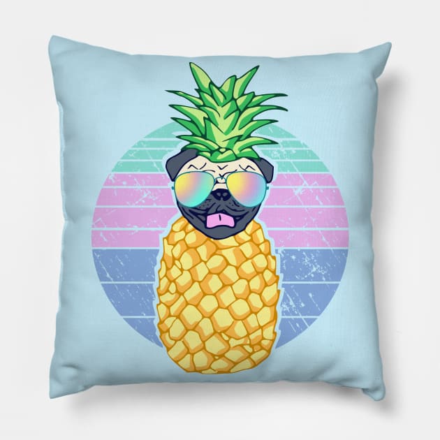Aesthetic Pineapple Pug Doodle Pillow by FandomizedRose