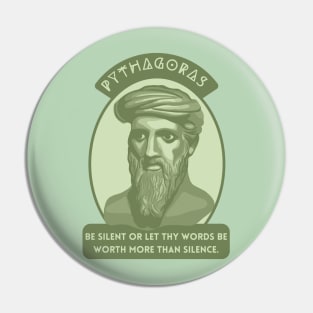 Pythagoras Portrait and Quote Pin