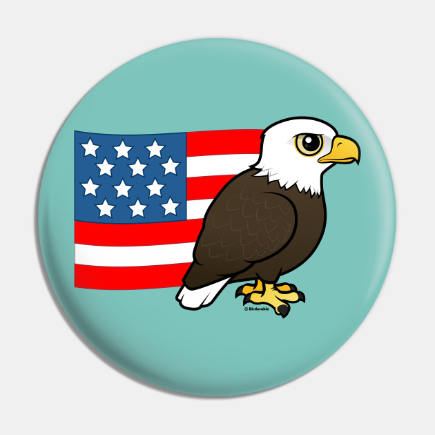 Cute U.S. Flag of Birds Round Button in Birdorable Shop