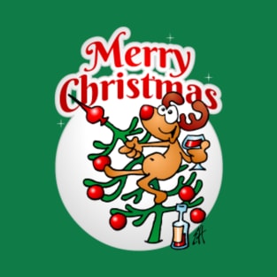 A reindeer in a Christmas tree - Merry Christmas T-Shirt