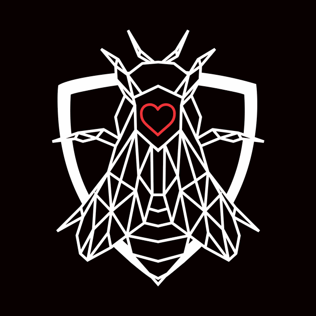 Geometric Open Heart Bee Protector Superhero by teall