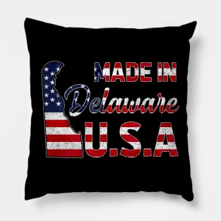 Made in Delaware U.S Map State American Flag Delaware Pillow