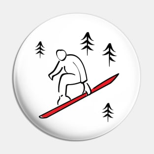 Snowboarding Illustration Pin