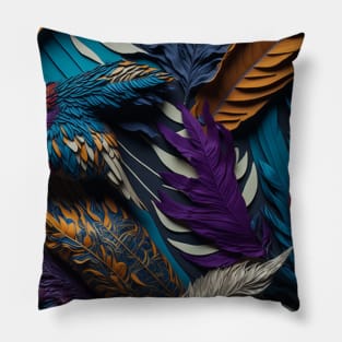 Collage of feathers pattern Pillow