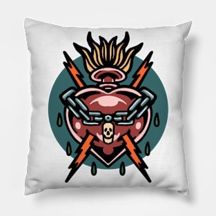 strong heart tattoo Pillow